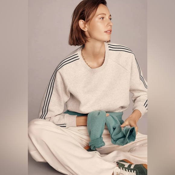 Anthropologie Maeve Sporty Stripe Crew-Neck Sweatshirt - Picture 4 of 13